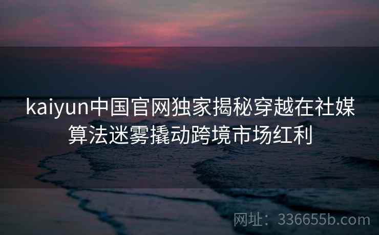 kaiyun中国官网独家揭秘穿越在社媒算法迷雾撬动跨境市场红利