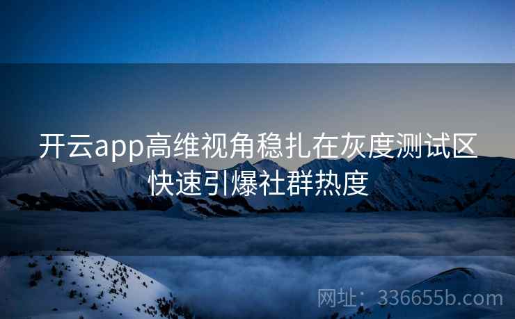 开云app高维视角稳扎在灰度测试区快速引爆社群热度