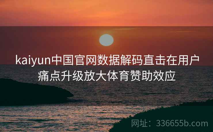 kaiyun中国官网数据解码直击在用户痛点升级放大体育赞助效应