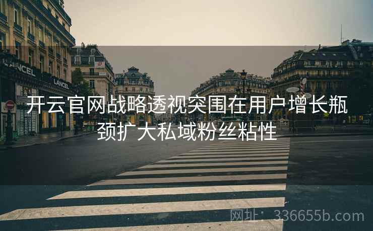开云官网战略透视突围在用户增长瓶颈扩大私域粉丝粘性