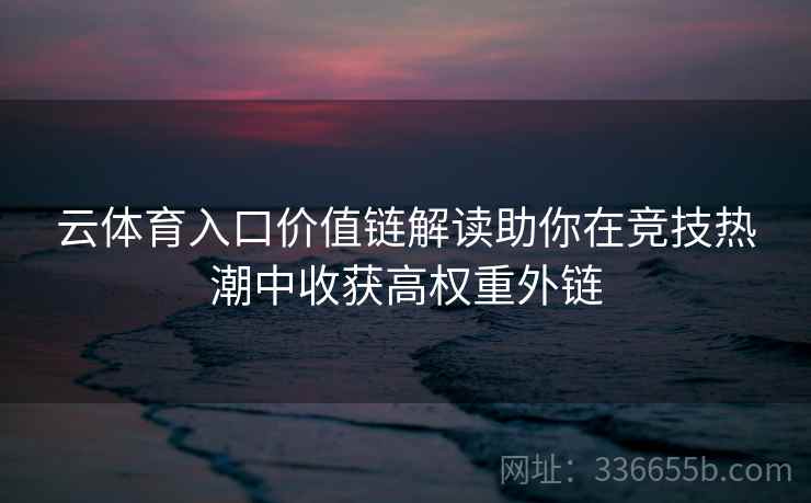 云体育入口价值链解读助你在竞技热潮中收获高权重外链